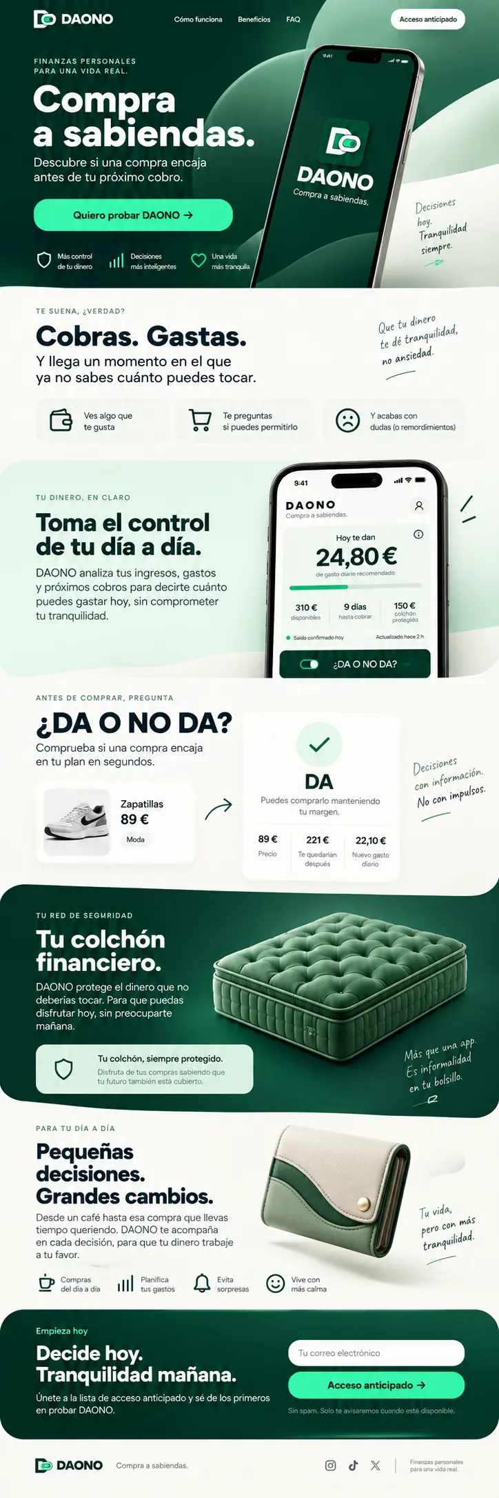 Presentación visual de DAONO y su propuesta de finanzas claras